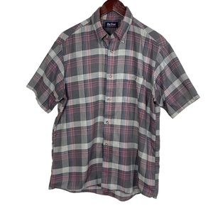 Par Four Sportswear Plaid Button Down Short Sleeve Shirt Size L